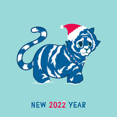 Cute black tiger cub symbol of the 2022 New Year