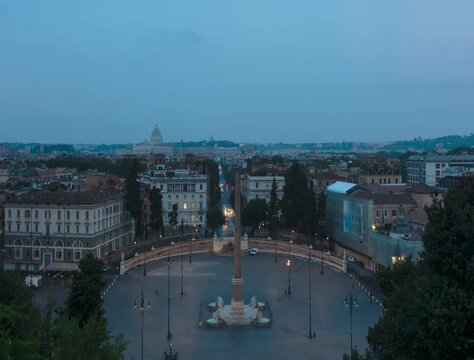 Piazza del popolo in night to day time lapse