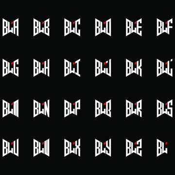 BLA to BLZ letter logo creative design, Multiple triple letter logo design