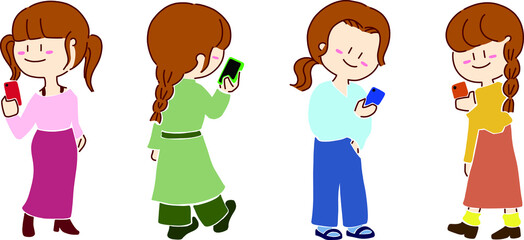 スマートフォンを操作する女性