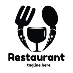 Restaurant Logo Template Fork Spoon And Glas Mascot
