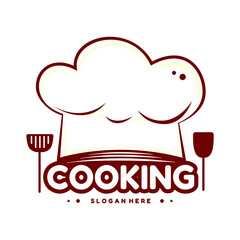 Cooking Logo Template With Cheef Hat And Spatula