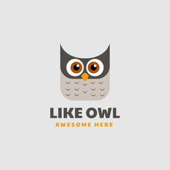 Obraz premium Vector Logo Illustration Owl Simple Mascot Style.