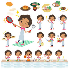 料理に関するスポーツウエアを着たアフリカ系アメリカ人女性のセット