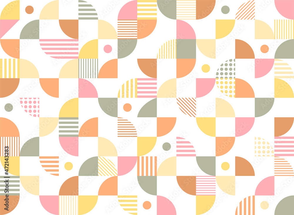 Poster the quarter pieces of the circle are arranged in a tile grid. simple pattern design template.