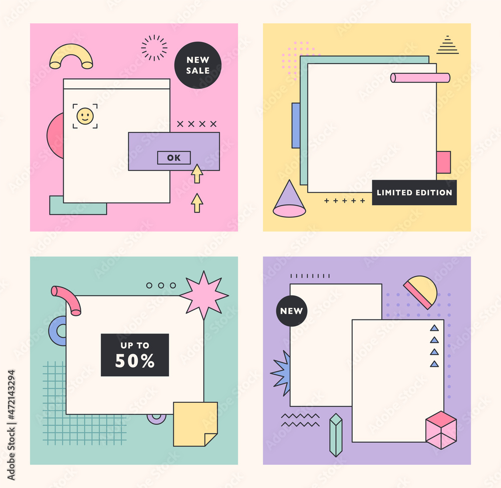 Poster pop-up concept layout of retro digital image. simple pattern design template.