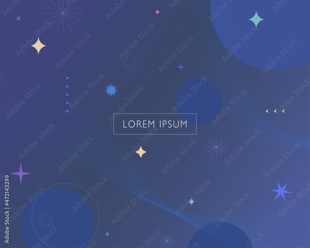 Aufkleber bright stars and dim aurora in dark universe. simple pattern design template.
