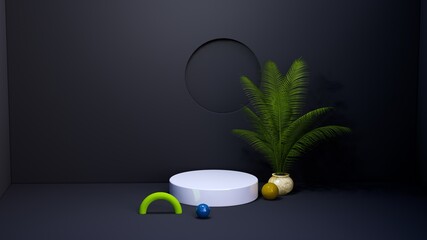 Creative concept minimalist scene arrangement of podium stage for product presentation