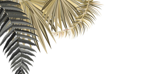Obraz premium 3D Golden Embossed Modern Palm Leaves.Eps10 vector.