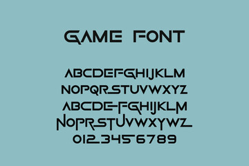 Vintage modern decorative font with label design and background pattern