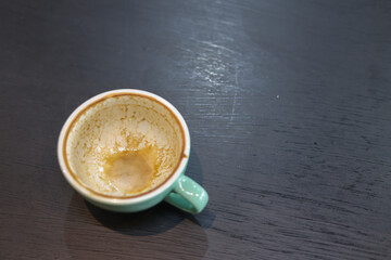 empty of cappuccino coffee in white cup

