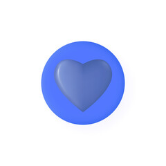 3d blue heart icon. A symbol of health, love and romantic relationships. Design element for the holiday of lovers, Valentine's Day. Decoration for valentines, cards and prints. Vector illustration