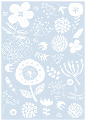 北欧風_草花柄背景_縦型