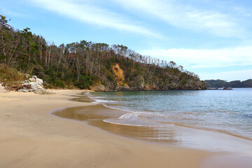 鳴き砂の砂浜「十八鳴浜」日本宮城県気仙沼市の気仙沼大島