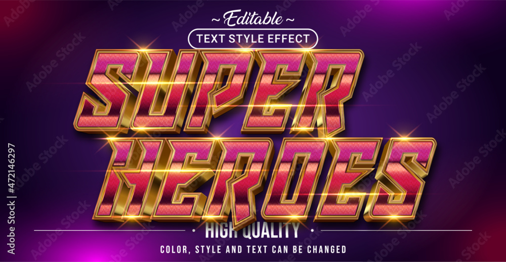 Poster editable text style effect - super heroes text style theme.