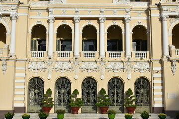 Fototapeta premium Street-level Central Facade Detail, People's Committee of Ho Chi Minh City