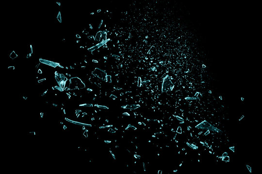 Broken glass on the black bachground. Isolated realistic cracked glass effect	