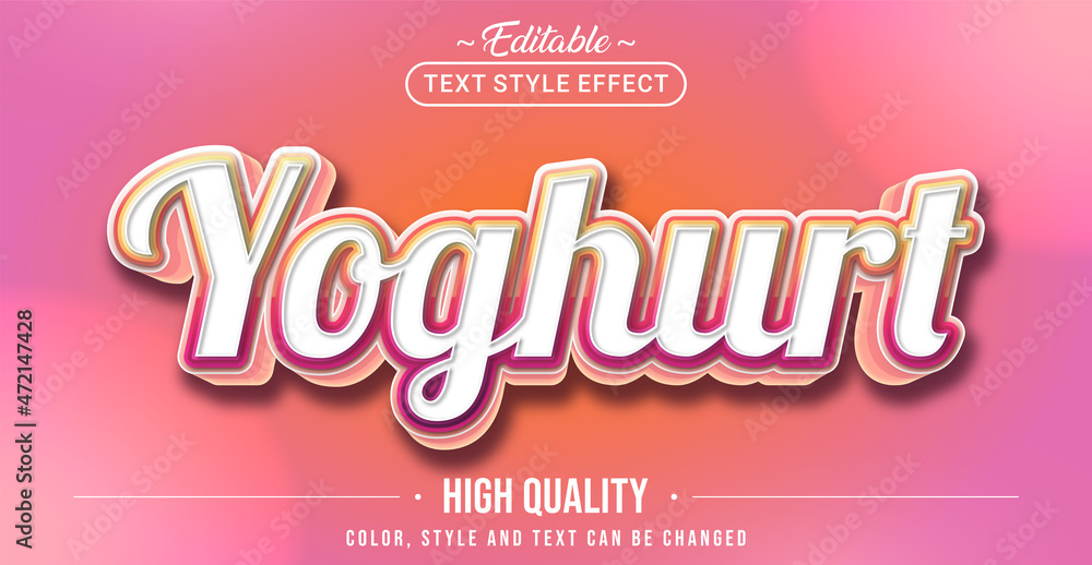 Poster Editable text style effect - Yoghurt text style theme.