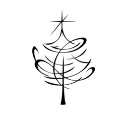 new year 73. stylized Christmas tree with a star at the top. graphic decor