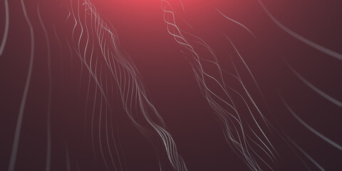 Abstract particular digital background hi-tech and scientific technology data line connect. particular wave dynamic mesh big data technology illustration background. 3d render particular line bg.
