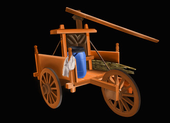 Sugarcane juice wooden cart 3D