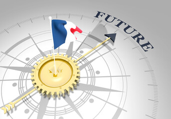 Global business concept. Waved flag of France