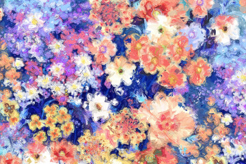 Beautiful oil painting bouquet flower illustration