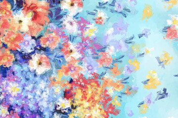 Fototapeta na wymiar Beautiful oil painting bouquet flower illustration