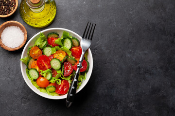 Fresh salad with tomato and cucumber