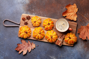 Pumpkin muffins and various pumpkins