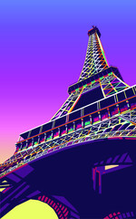 Colorful Eiffel Tower in pop art vector - obrazy, fototapety, plakaty