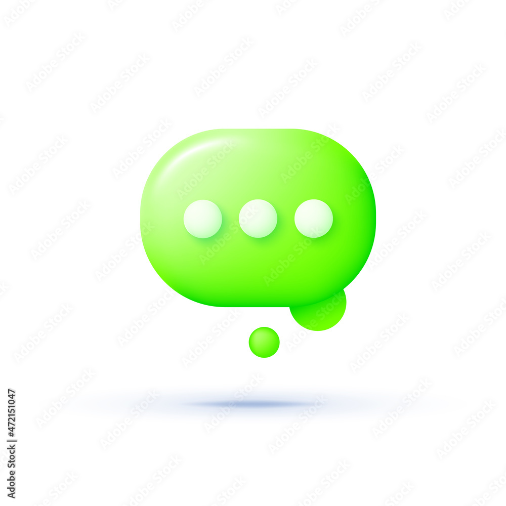 Poster 3d icon with speak 3d for web design. message icon. web banner. modern realistic template with green
