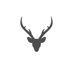 Black graceful silhouette of deer head with antlers.
