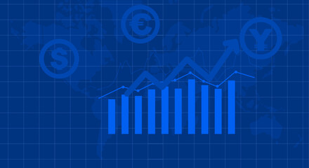 Global Finance and Economy Background. Concept showing global economic and financial growth through graphs and charts with digital technology