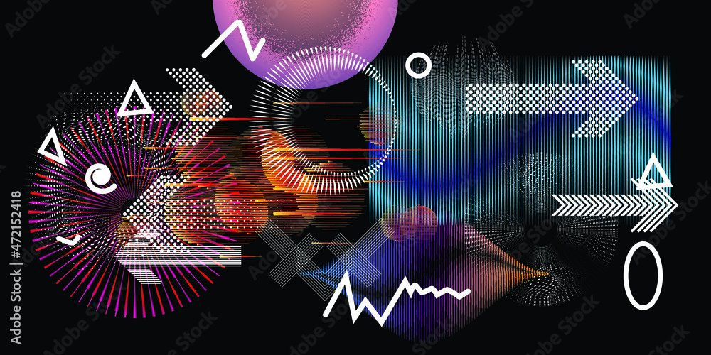 Poster black and white modern minimal background . vector design composition with various geometric shapes 