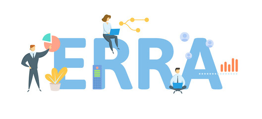 ERRA, Energy Regulators Regional Association. Concept with keyword, people and icons. Flat vector illustration. Isolated on white.