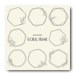 Hand drawn floral wreaths bundle set