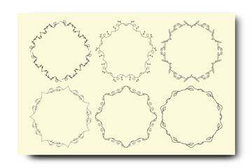 Hand drawn floral wreaths bundle set