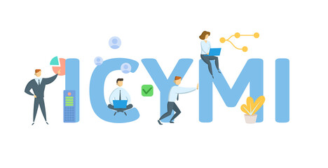 ICYMI, In Case You Missed It. Concept with keyword, people and icons. Flat vector illustration. Isolated on white.