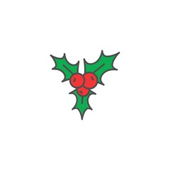 Holly berry flat icon. Christmas symbol vector illustration. holiday