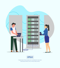 Flat Illustration, Server Error, Server Maintenance, can be used for web, app, infographic, etc