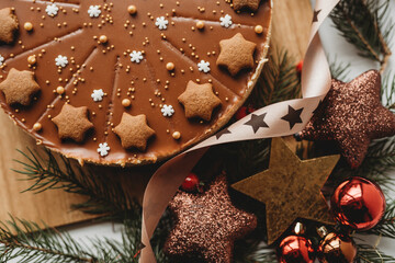 chocolate stars sprinkles christmas food cheesecake 
 - obrazy, fototapety, plakaty