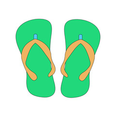 Flip-flops in doodle style. Beach slippers (sandals) doodle icon.