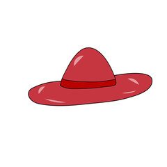 Hat in hand-drawn doodle style. Vector icon.