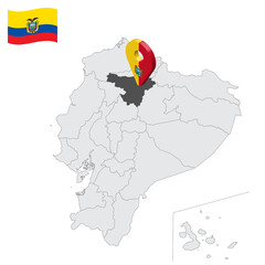 Location Pichincha Province on map Ecuador. 3d location sign similar to the flag of Pichincha. Quality map  with  provinces Republic of Ecuador for your design. EPS10