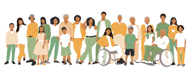 Fototapeta premium People stand side by side together. Flat vector illustration.