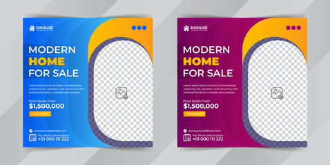 Real estate home for sale square advertising  banner template design.
