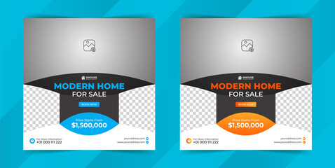 Real estate home for sale square advertising  banner template design.
