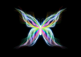抽象的な光の蝶のデジタルアート