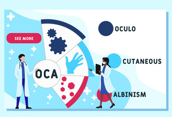 OCA - Oculo Cutaneous Albinism acronym. medical concept background.  vector illustration concept with keywords and icons. lettering illustration with icons for web banner, flyer, landing 